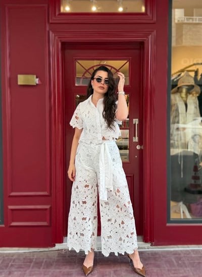 İthal beyaz güpür takım