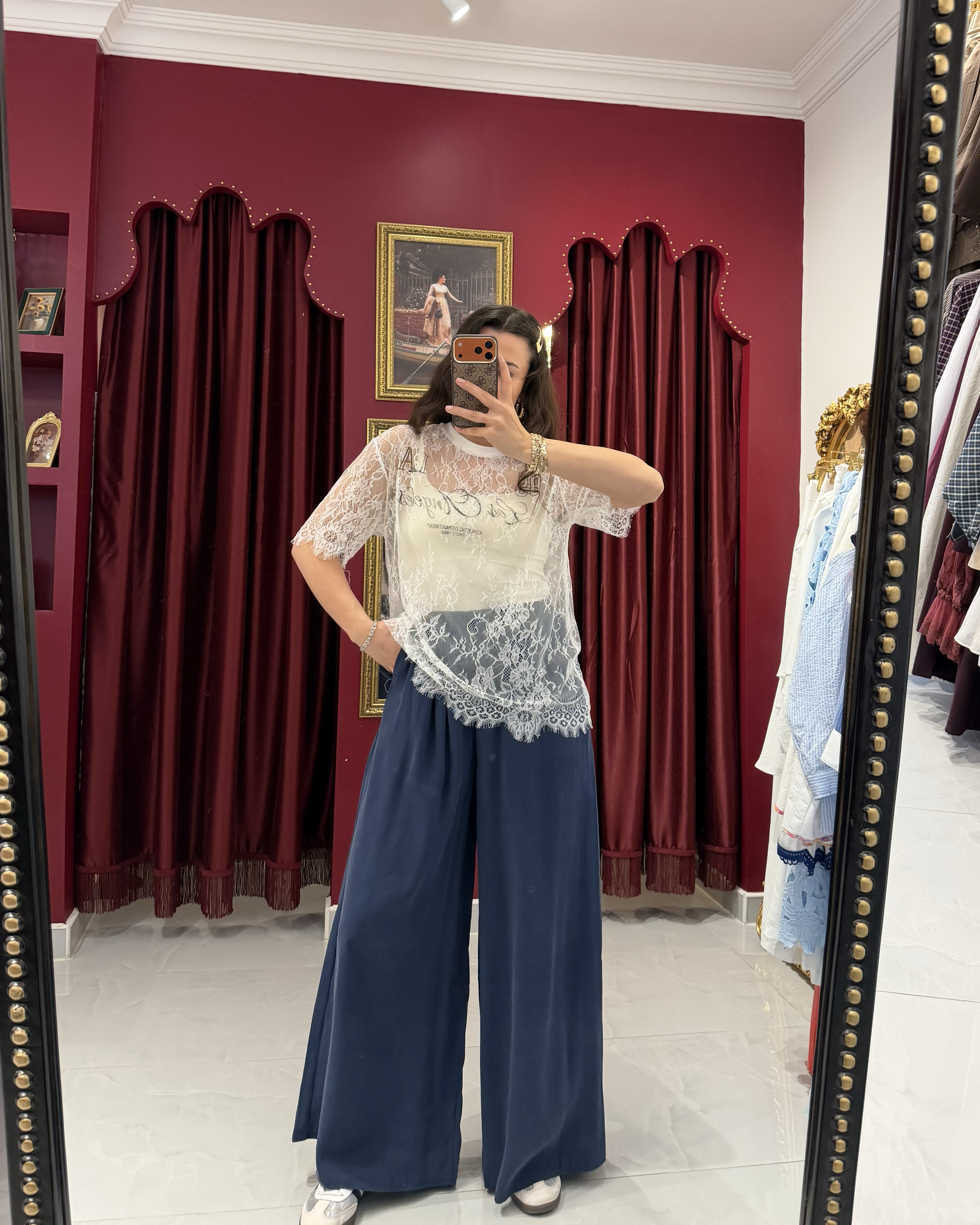 LACİVERT LASTİKLİ BOL PANTOLON