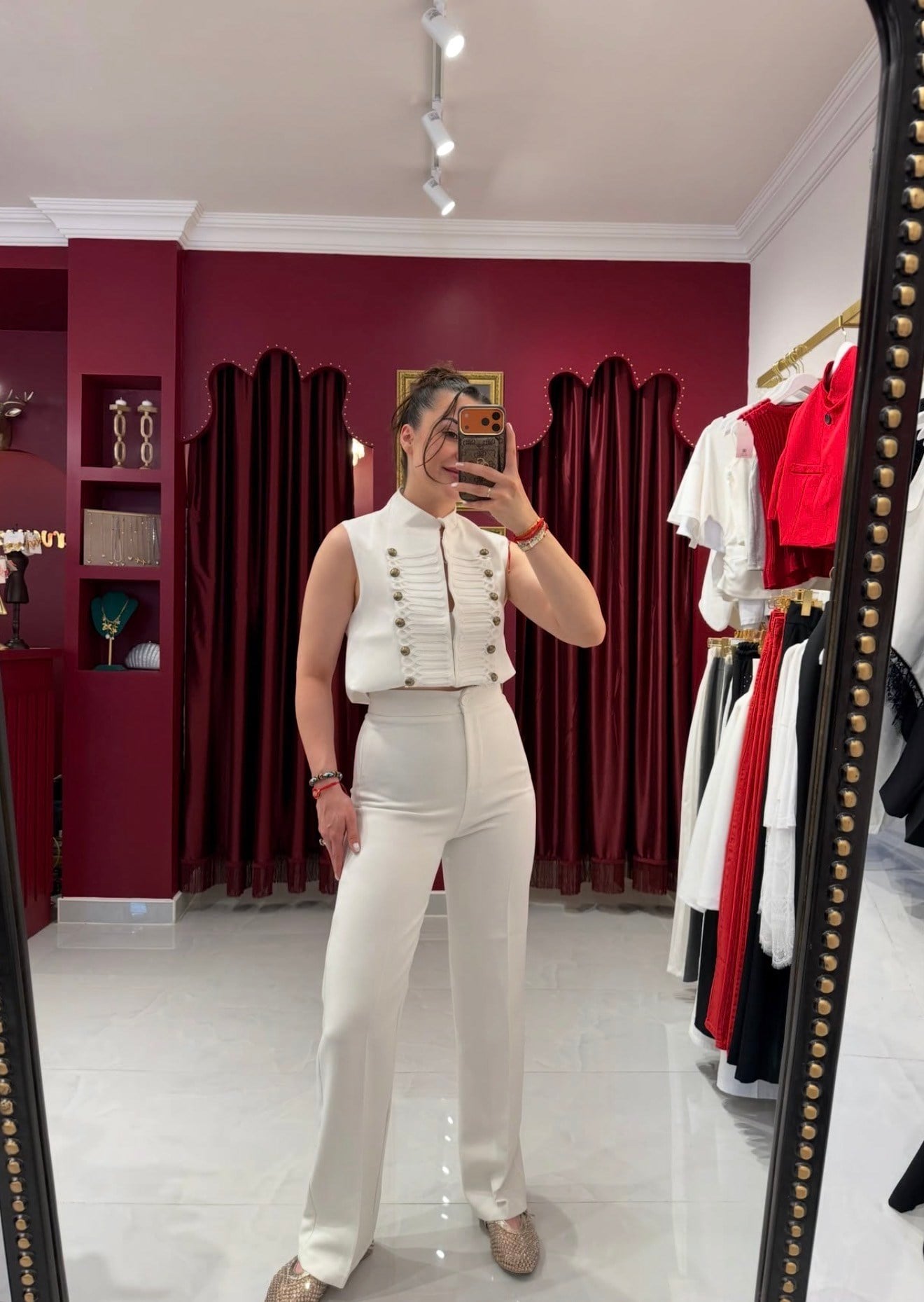Yüksek bel kumaş pantalon
