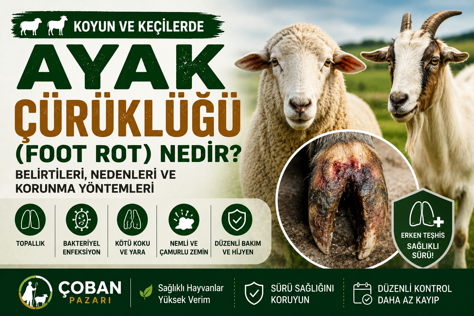 Koyun ve Keçilerde Ayak Çürüklüğü (Foot Rot) Nedir? Belirtileri, Nedenleri ve Korunma Yöntemleri