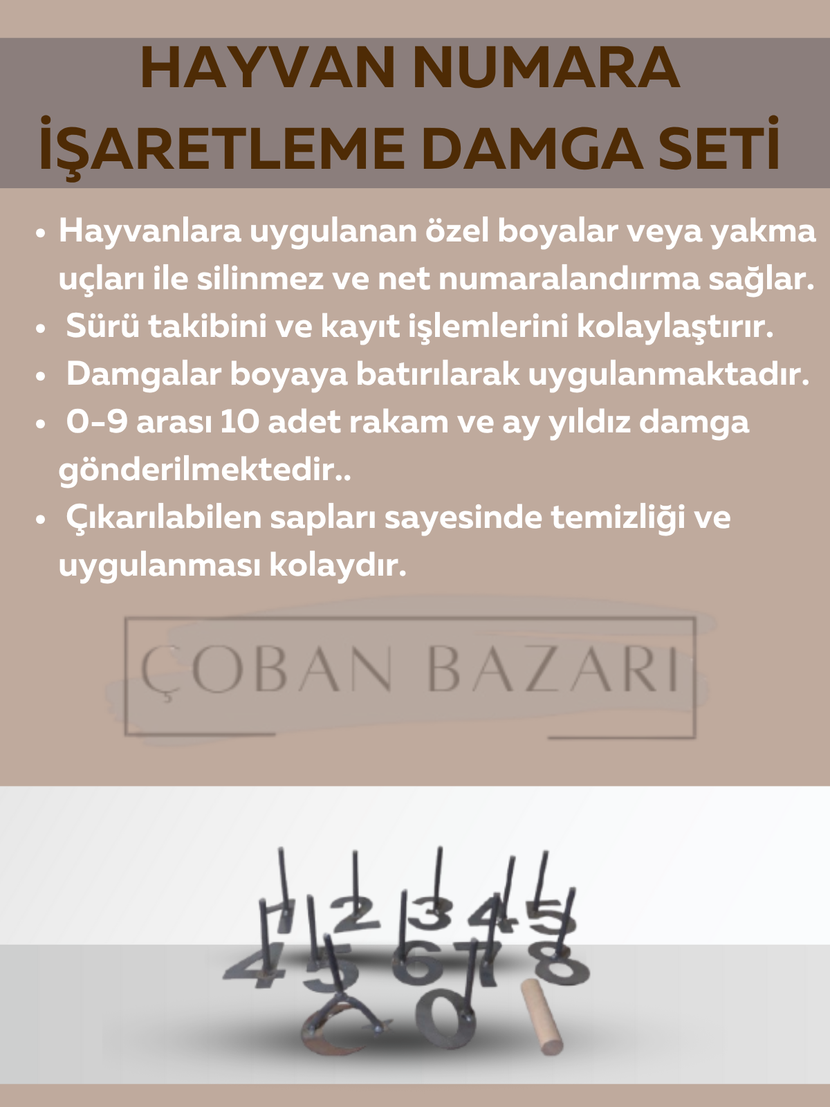 Hayvan Numara Işaretleme Damga Seti