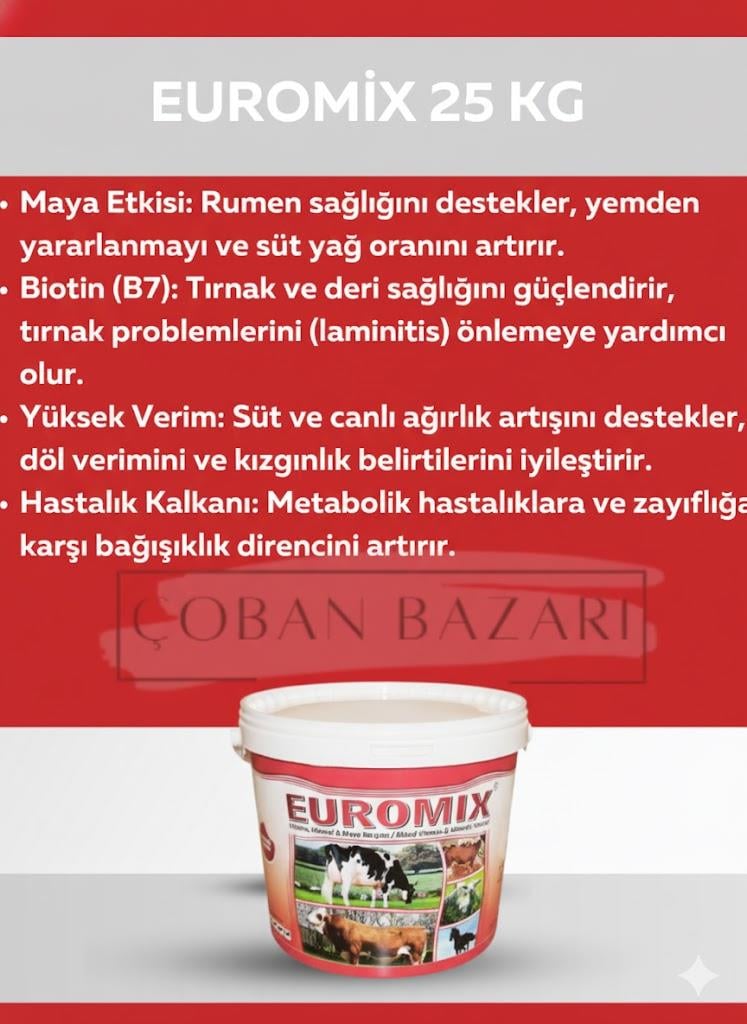  Royal İlaç Euromix Mayalı ve Biotinli Yem Katkısı 25 Kg