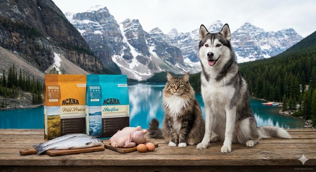 Kanada'nın zengin doğasından taze kümes hayvanları ve balıklarla çevrili Acana Regionals Wild Prairie ve Pacifica paketleri