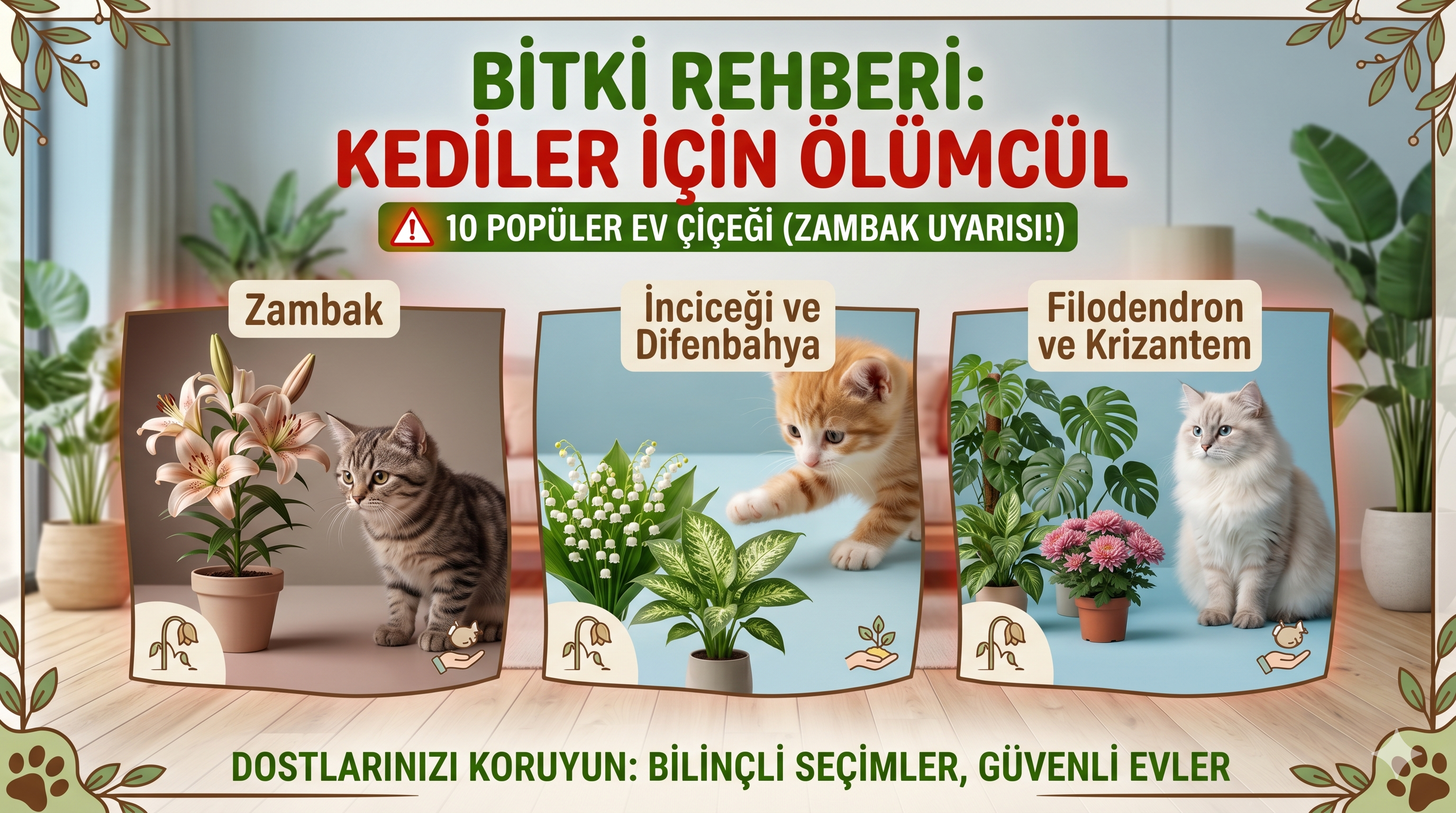 Kedilere Zehirli 10 Ev Bitkisi ve Zambak Uyarısı | Mismama.com