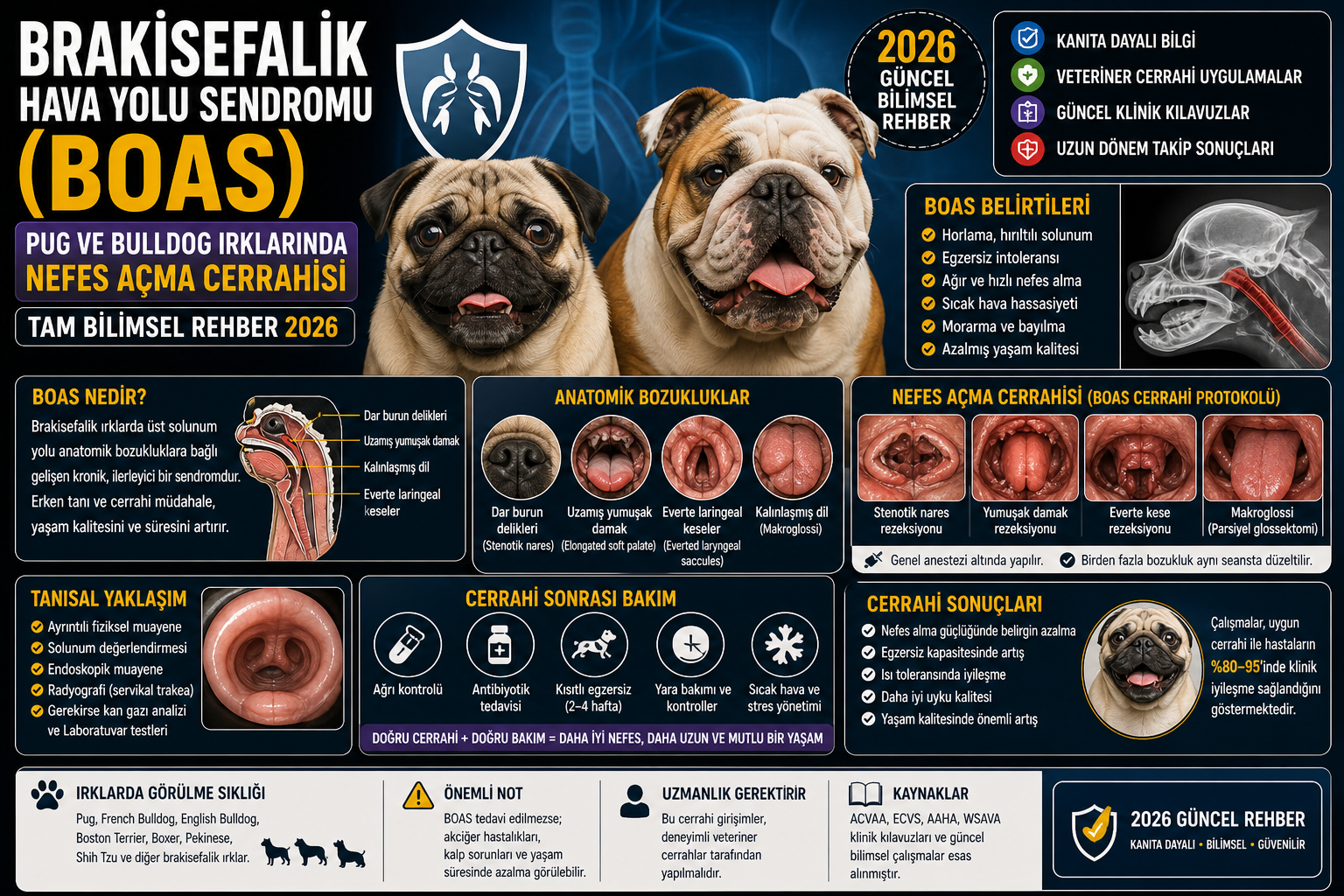 Brakisefalik Hava Yolu Sendromu (BOAS) — Pug ve Bulldog Nefes Açma Cerrahisi Bilimsel Rehber 2026 | Mismama.com