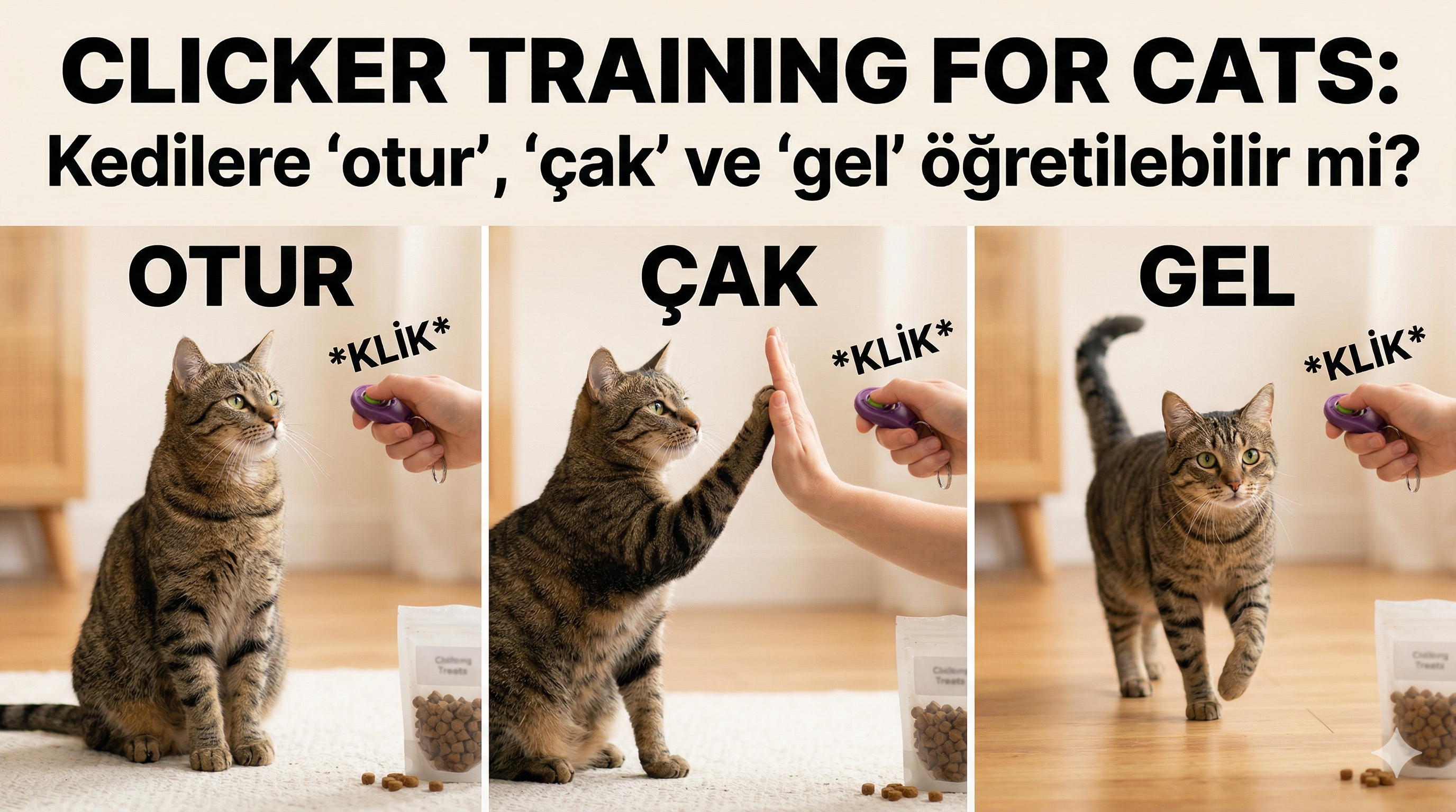 Kedi Clicker Training — Kedilere Otur, Çak ve Gel Öğretmek | Mismama.com