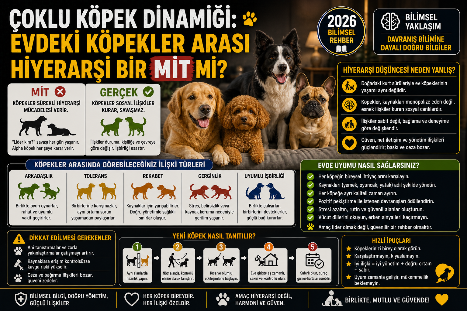 Çoklu köpek dinamiği evdeki hiyerarşi alfa miti bilimsel çöküş 2026 Mismama