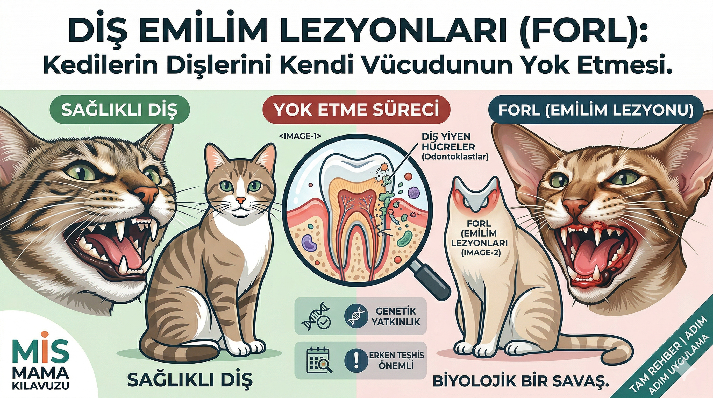 Kedi FORL Diş Emilim Lezyonu — Odontoklast ve Tedavi Rehberi | Mismama.com