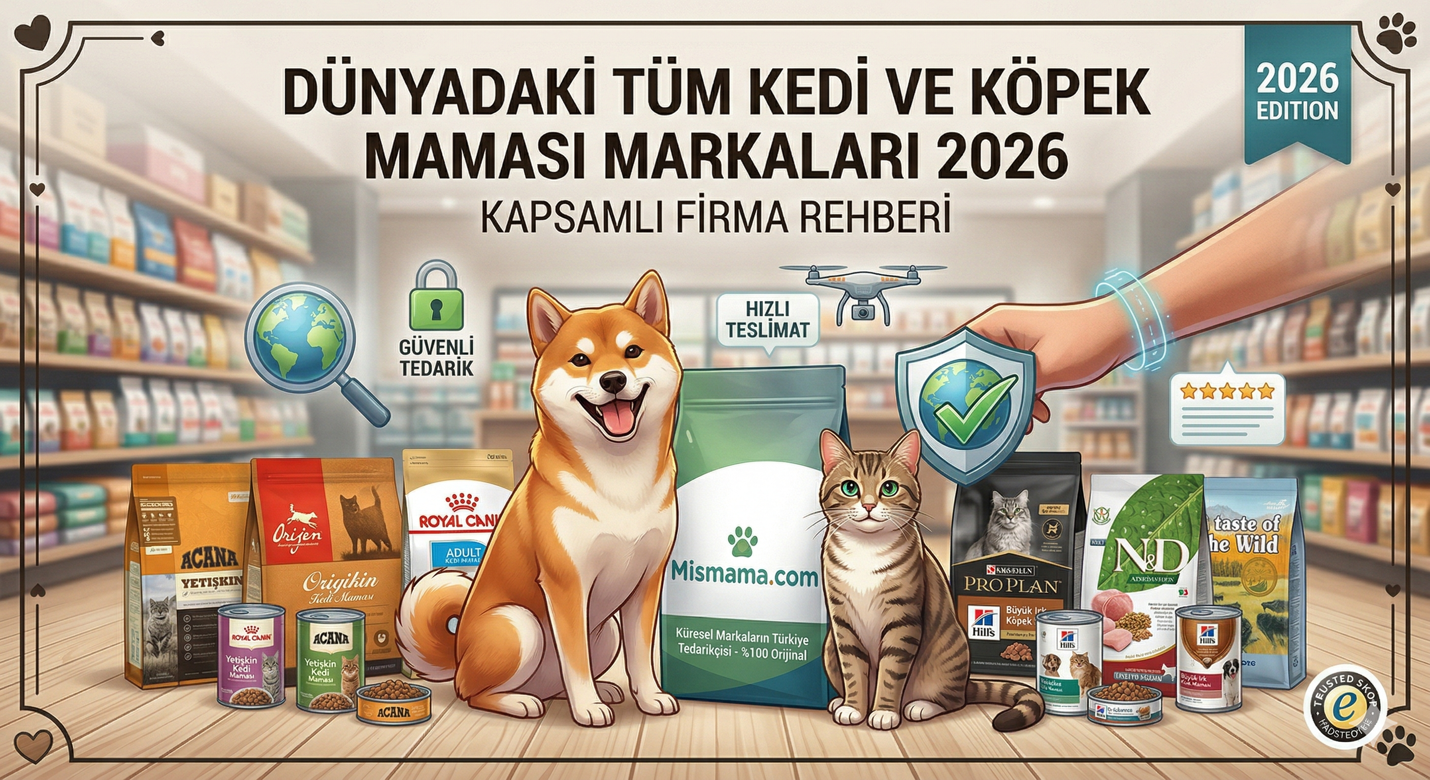 2026 yılı dünyanın en iyi kedi ve köpek maması markaları listesi ve global mama firmaları kapsamlı rehber kapak görseli