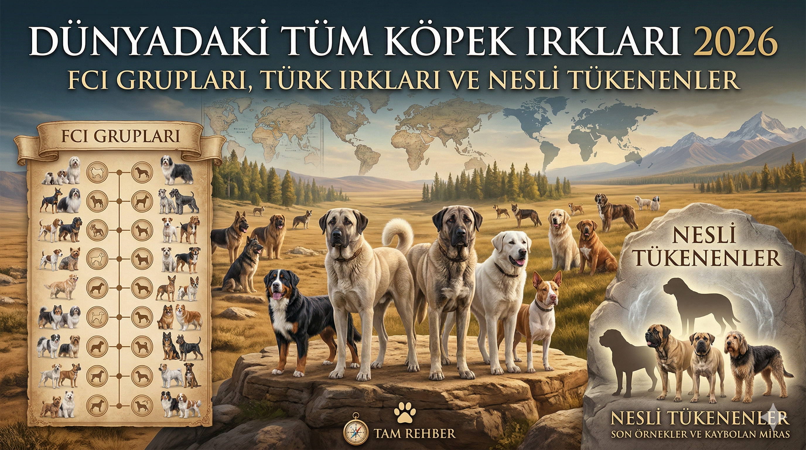 Dünyadaki Tüm Köpek Irkları 2026 — FCI Grupları, Türk Irkları, Nesli Tükenenler | Mismama.com