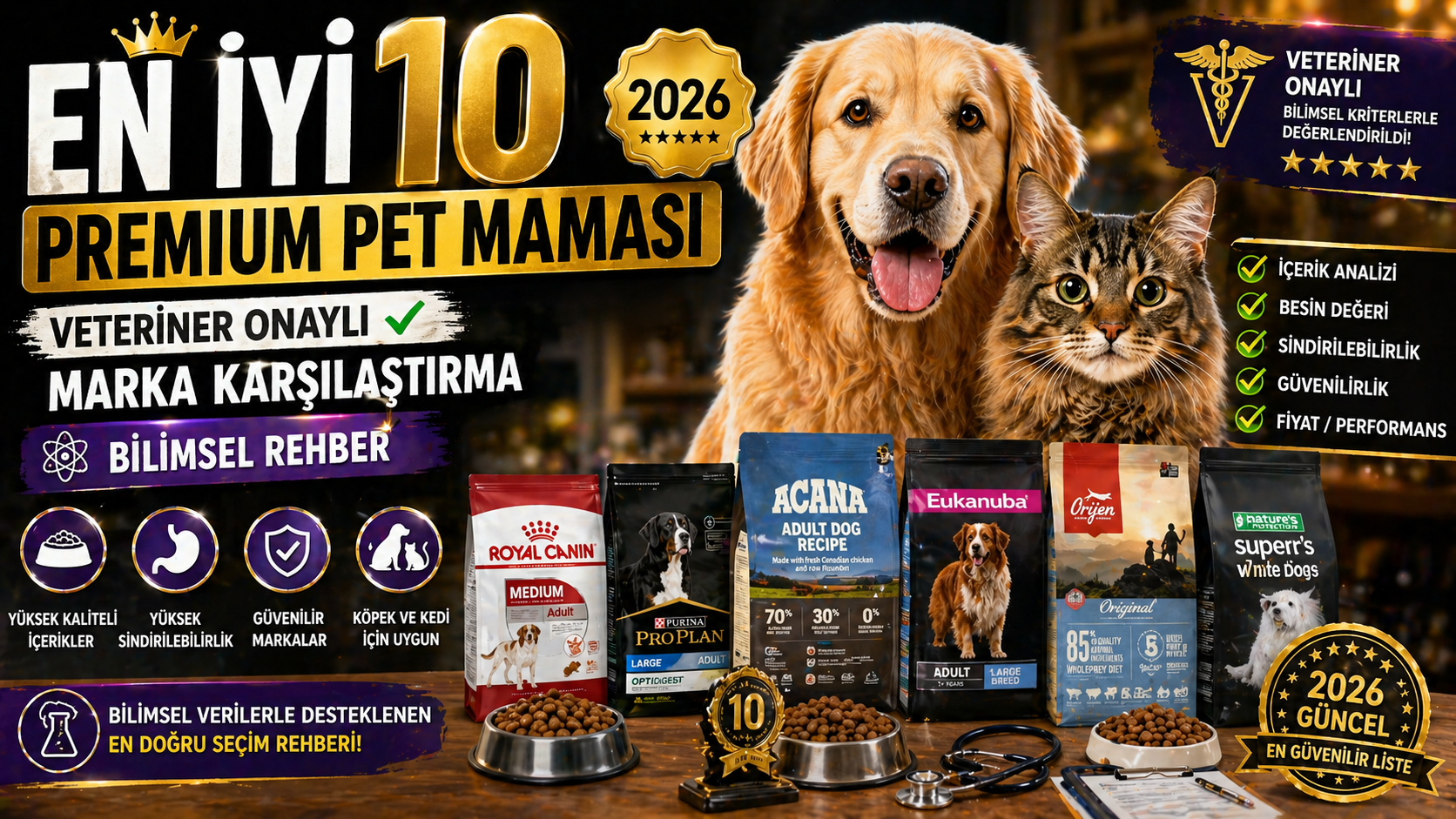 En iyi 10 premium pet mama markası 2026 WSAVA AAFCO veteriner onaylı karşılaştırma rehberi Mismama
