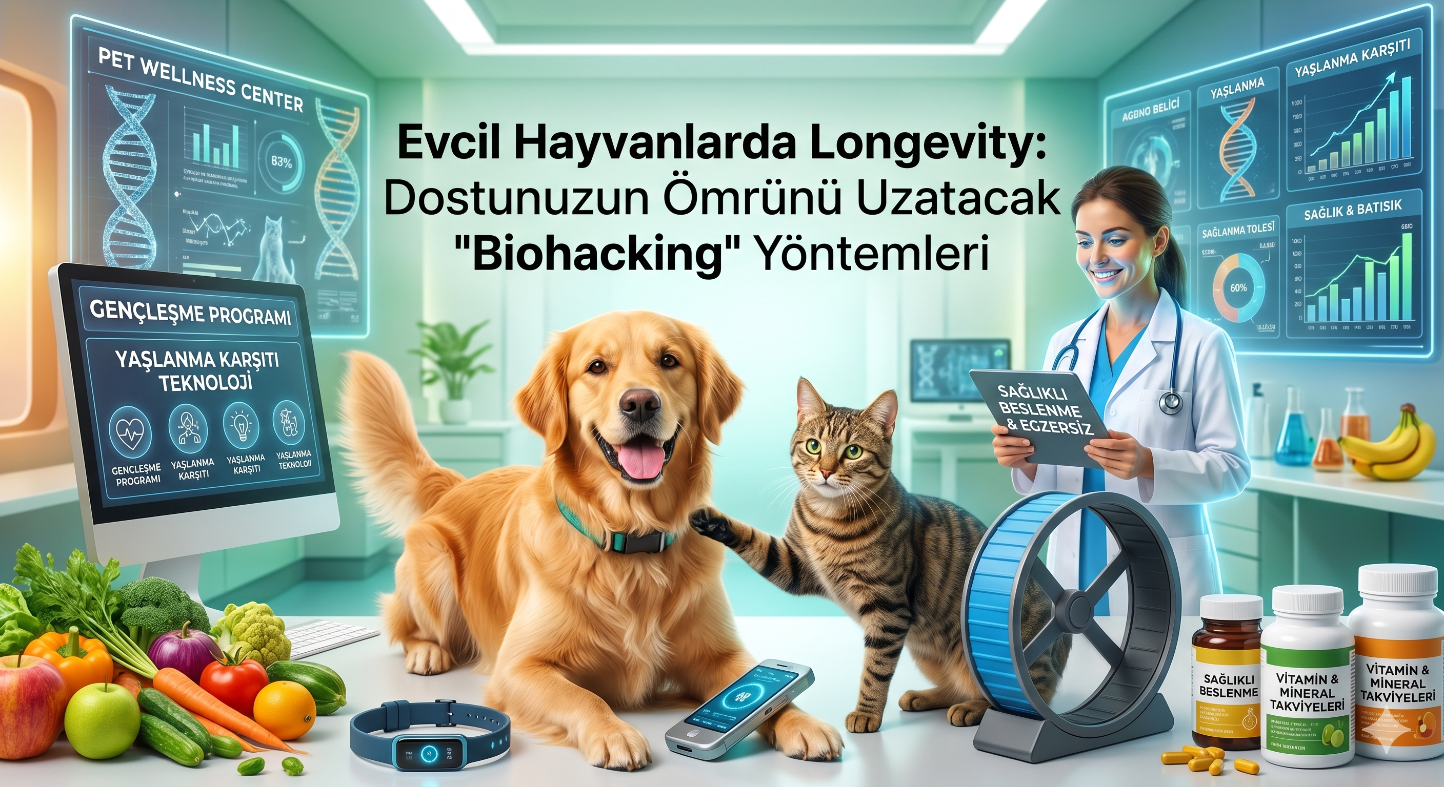 Evcil hayvan longevity ömür uzatma biohacking - köpek kedi yaşam süresi geroskiens rehberi Mismama 2026