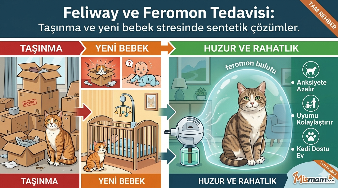 Feliway Feromon Tedavisi — Taşınma ve Yeni Bebek Stresinde Kedi Rehberi | Mismama.com