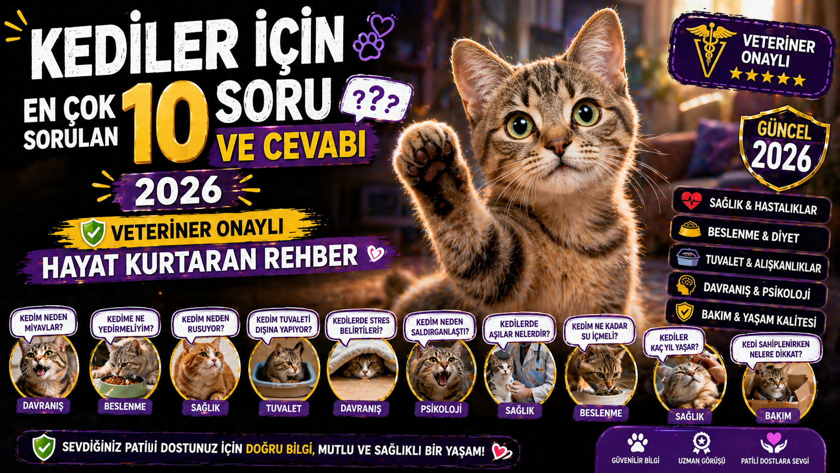 Kediler için en çok sorulan 10 soru ve cevabı 2026 veteriner onaylı bilimsel hayat kurtaran rehber Mismama