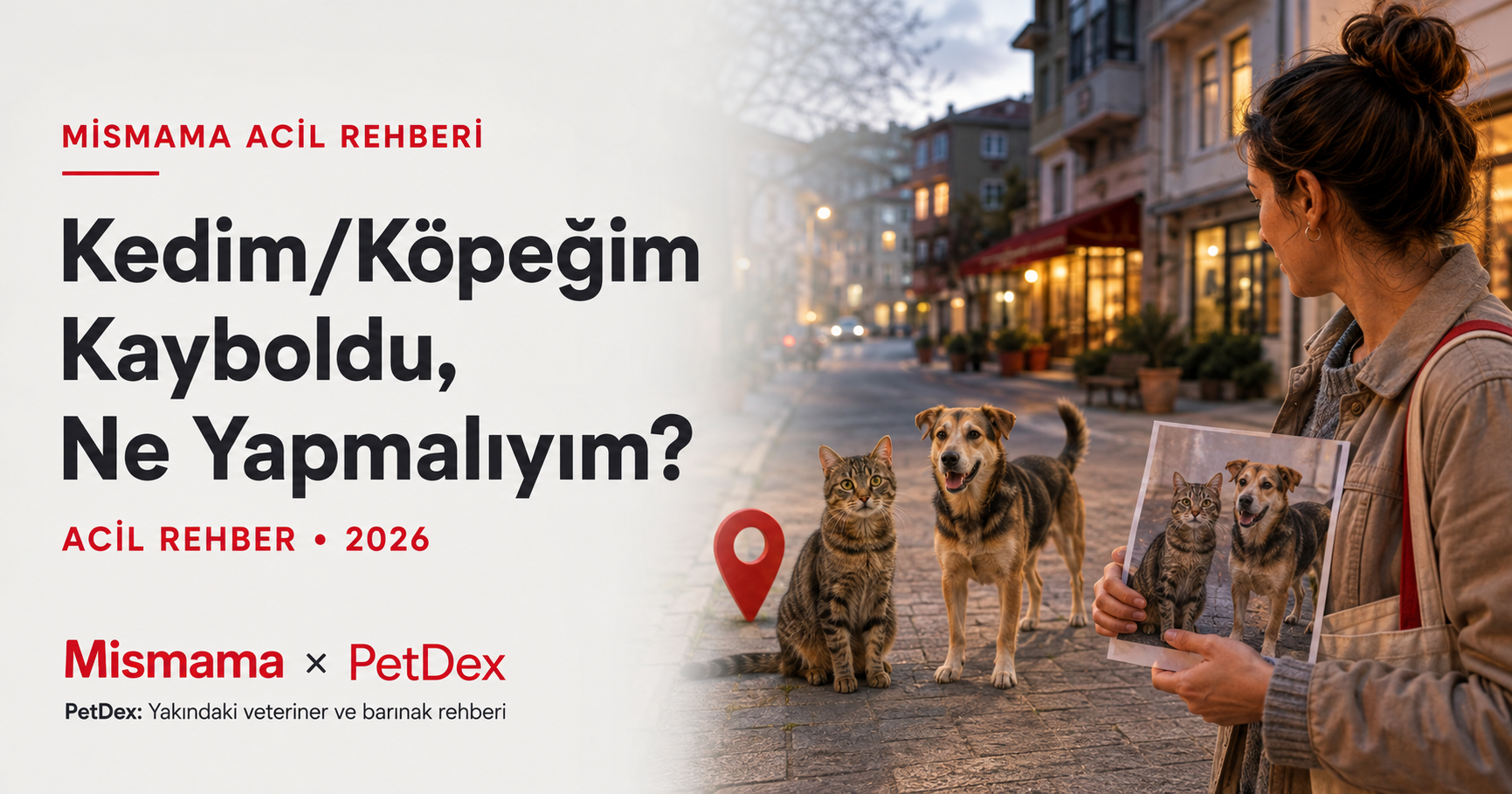 Kedim köpeğim kayboldu ne yapmalıyım ilk 24 saat acil arama rehberi 2026 - mikroçip PETVET kayıt Tarım Bakanlığı çip taraması veteriner barınak kayıp ilan platformu sosyal medya broşür Mismama Petdex