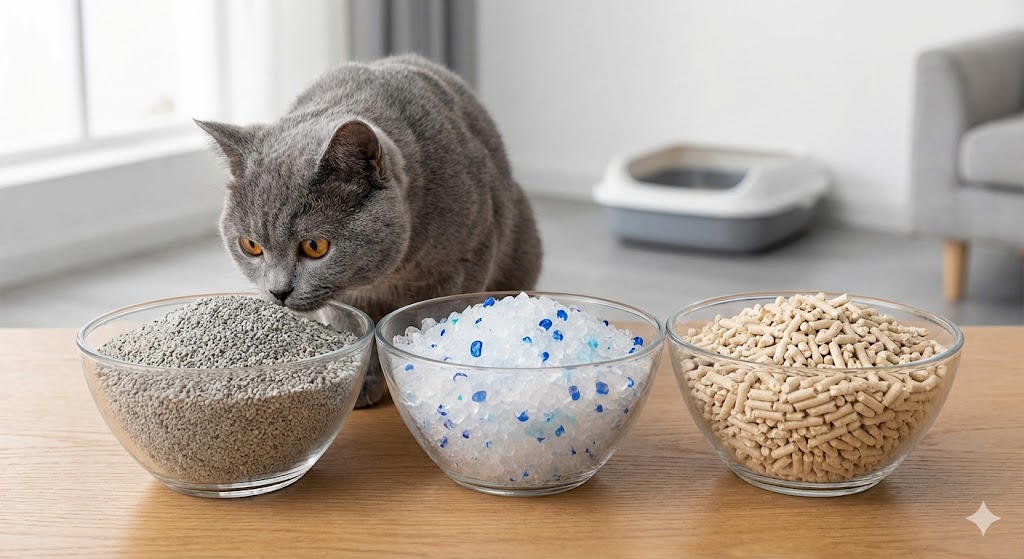 Farklı Kedi Kumu Çeşitleri: Bentonit, Silika ve Bitkisel Kumlar ve Bir Kedi