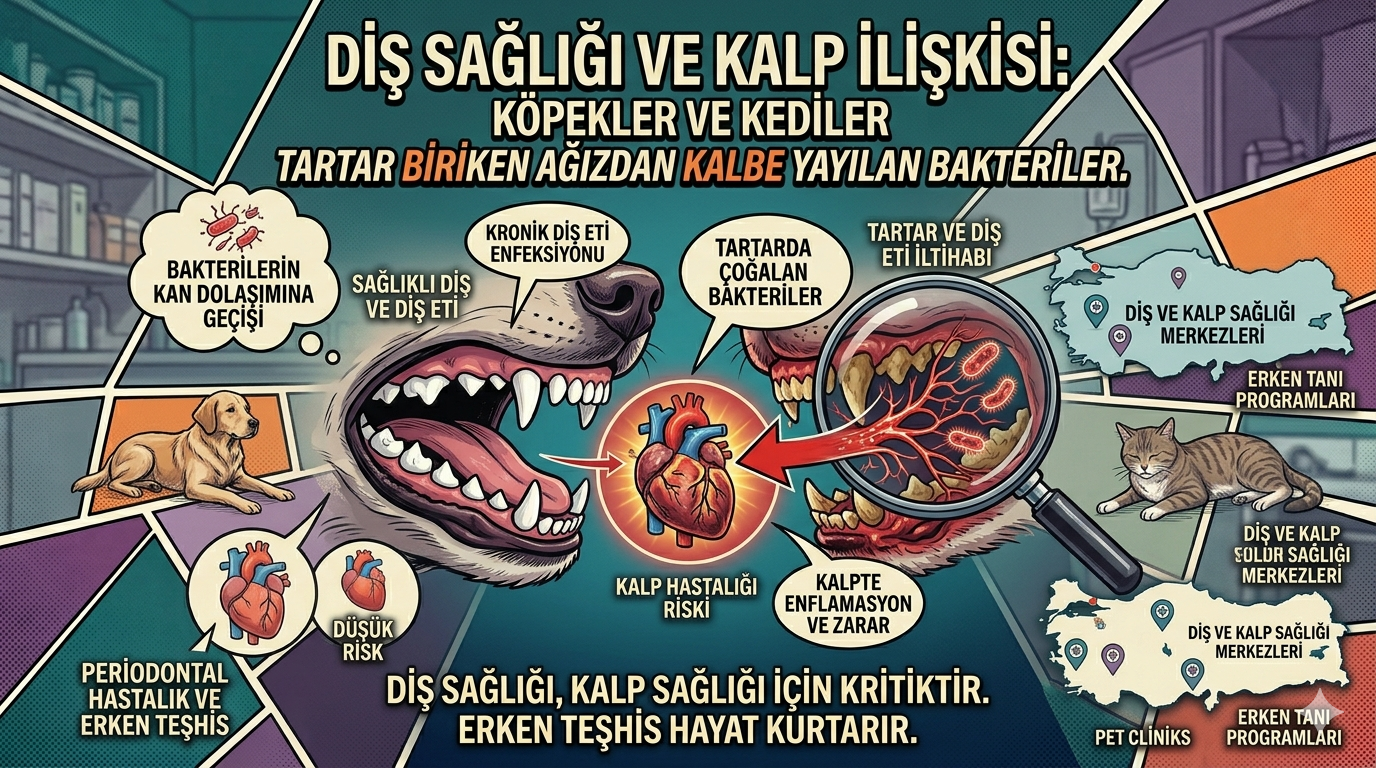 Köpek kedi diş sağlığı ve kalp bağlantısı - periodontal hastalık tartar bakteriyemi endokardit Glickman 2009 AVDC VOHC 2026 Mismama bilimsel rehber
