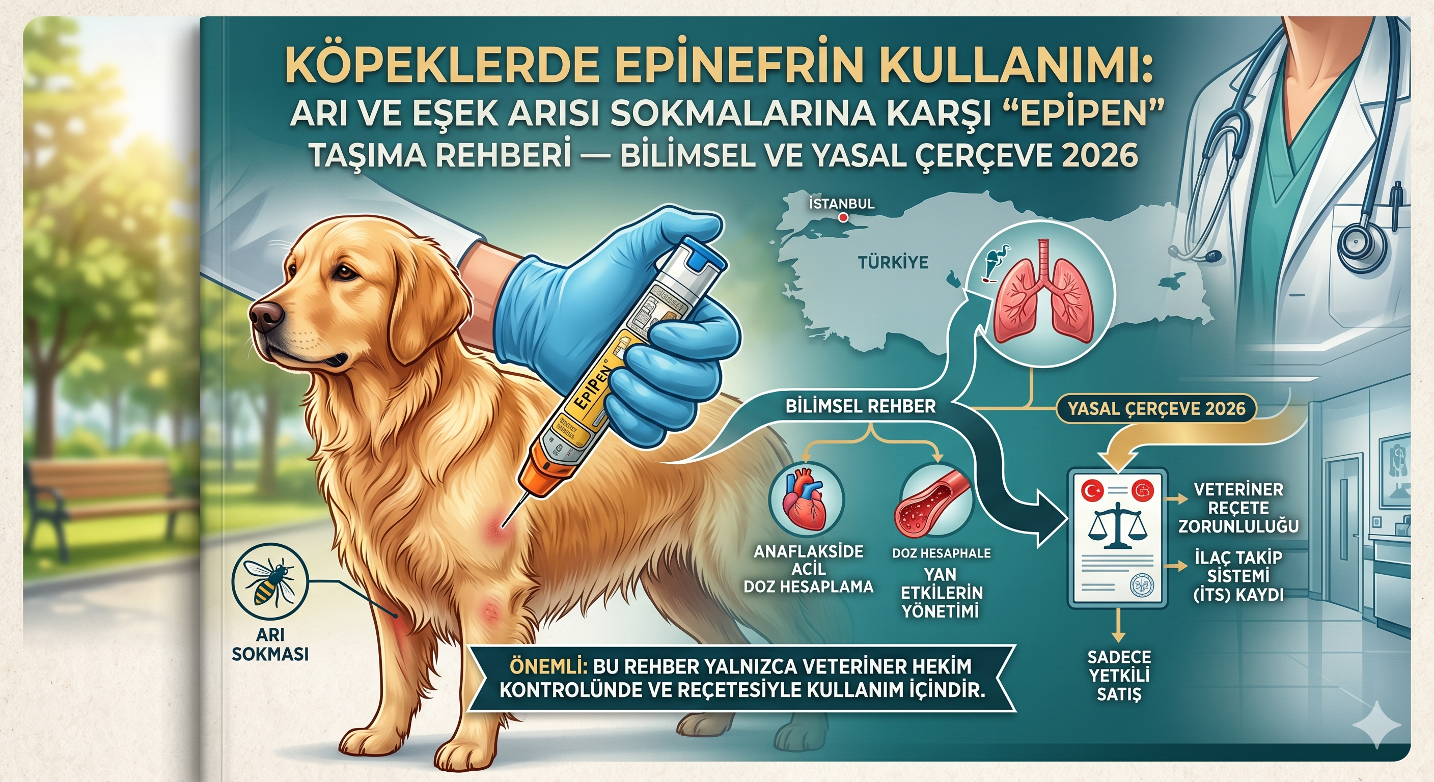Köpekte arı sokması anafilaksi - EpiPen Penepin epinefrin oto enjektör acil müdahale 2026 Mismama