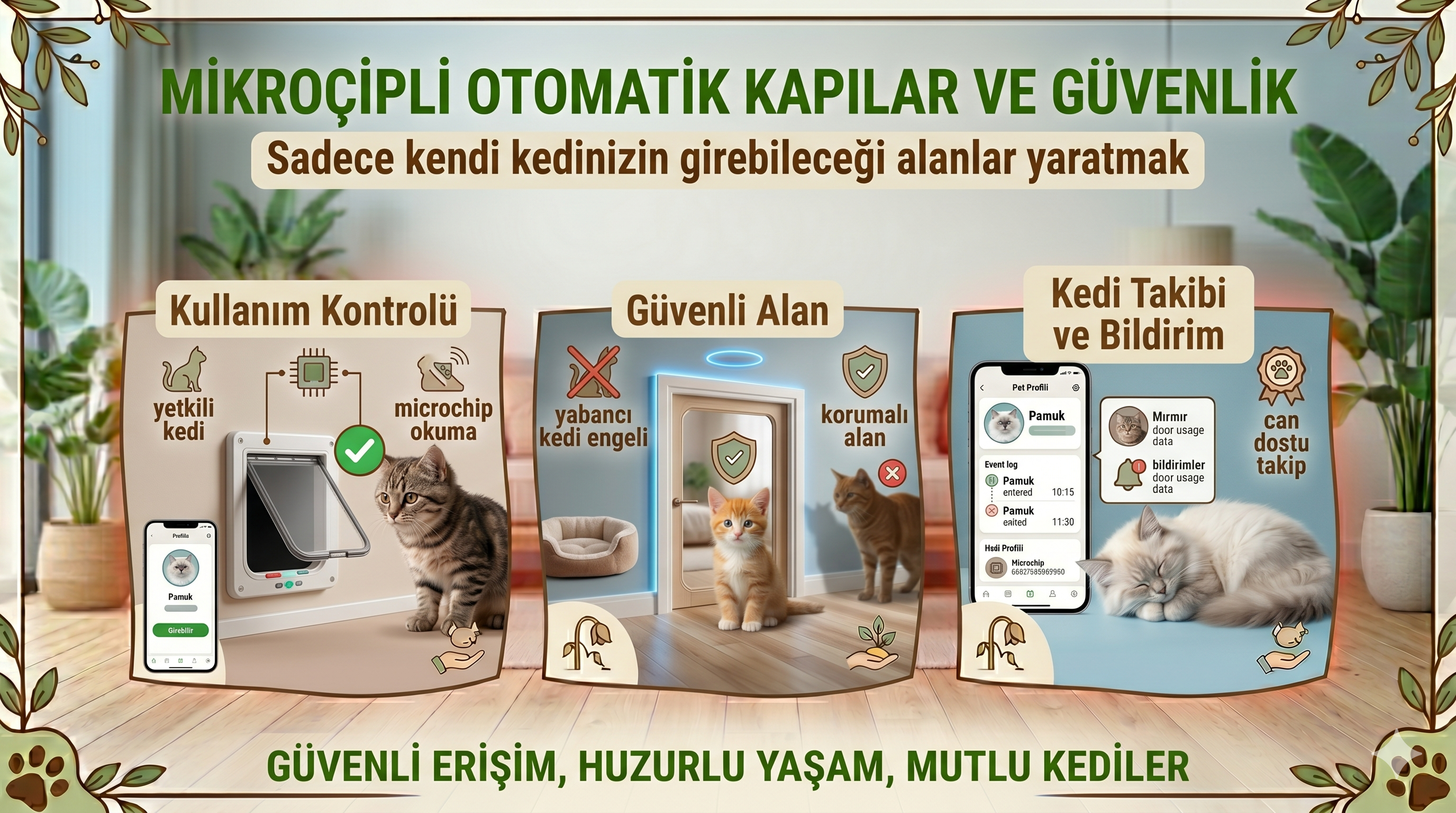 Mikroçipli Otomatik Kedi Kapıları — Selektif Erişim Rehberi | Mismama.com