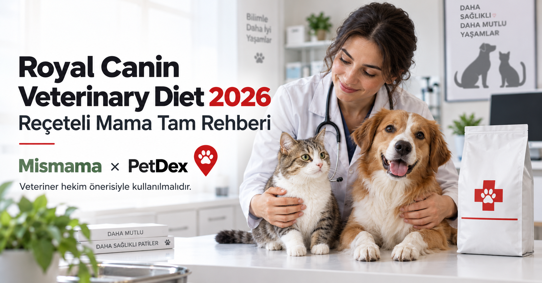 Royal Canin Veterinary Diet 2026 tam rehber - reçeteli veteriner özel mama Renal Urinary Hepatic Gastrointestinal Hypoallergenic Mobility Diabetic kedi köpek sağlık koşulları özel diyet Mismama Petdex