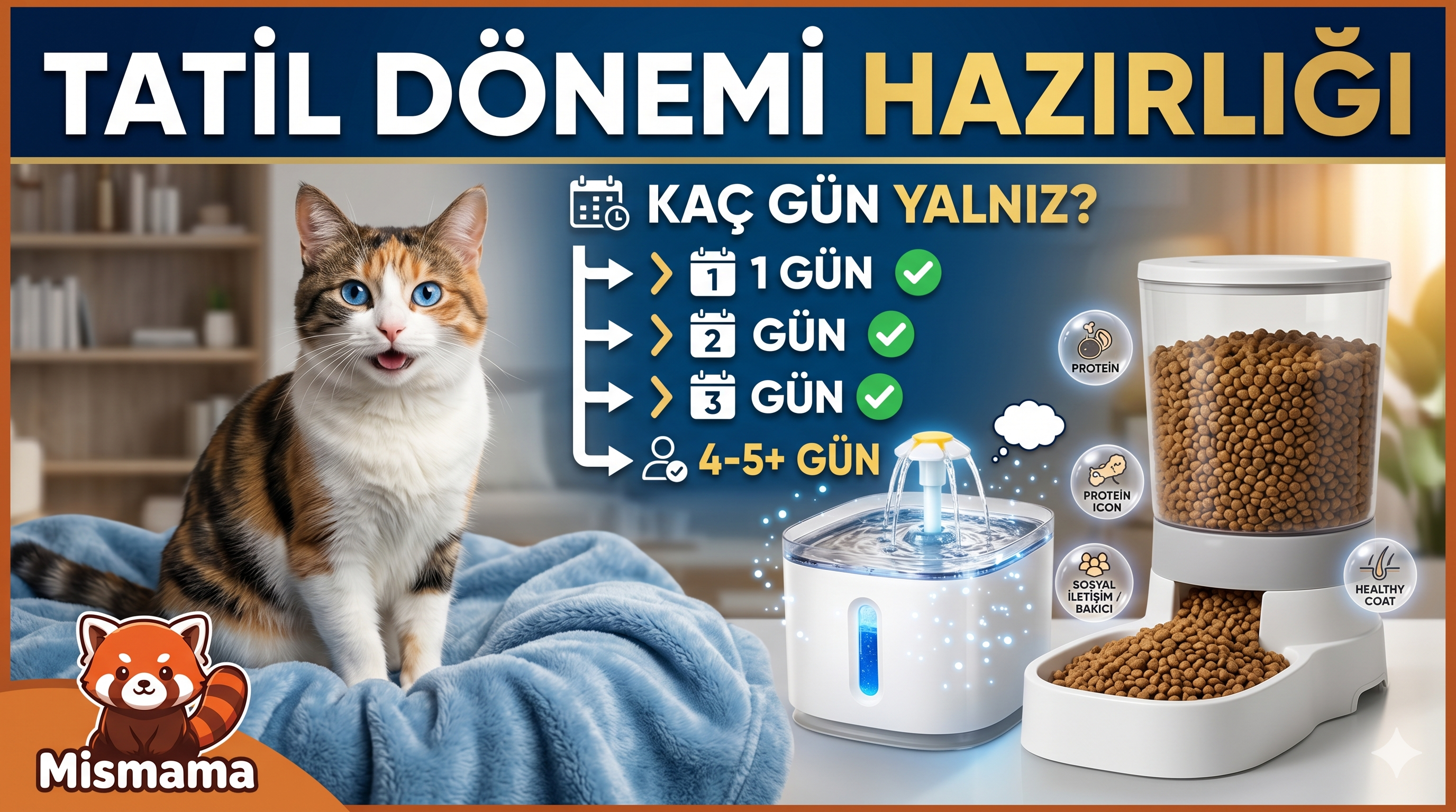 Evde Yalnız Kalan Kedi — Tatil Hazırlığı Rehberi | Mismama.com
