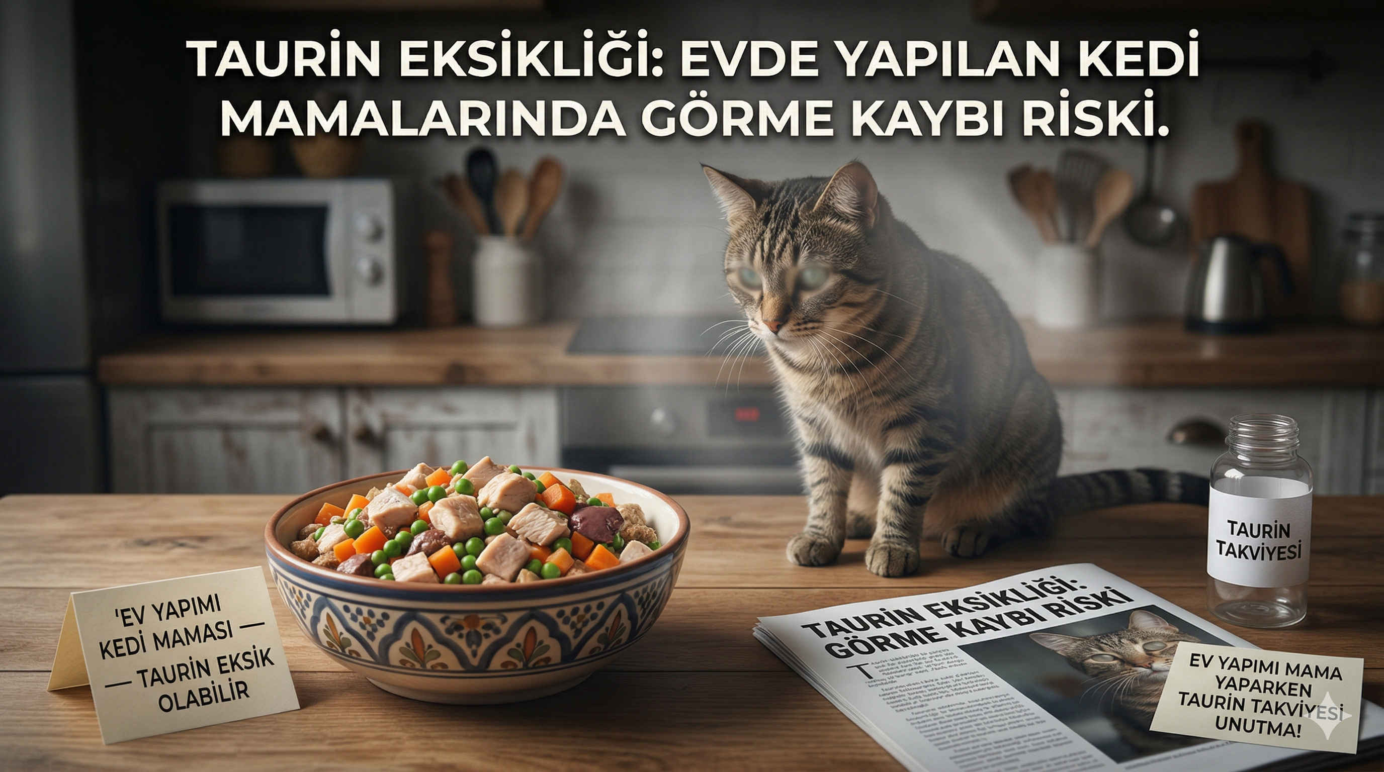 Taurin Eksikliği — Evde Yapılan Kedi Mamalarında Görme Kaybı ve Kalp Yetmezliği Riski | Mismama.com