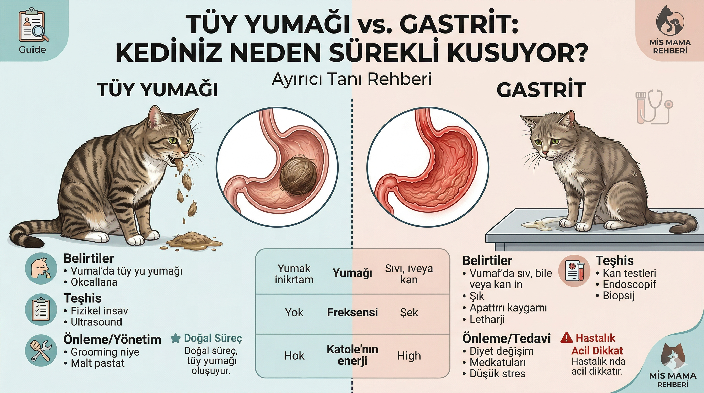 Tüy Yumağı mı, Gastrit mi? Kedi Kusmasında Ayırıcı Tanı Rehberi | Mismama.com