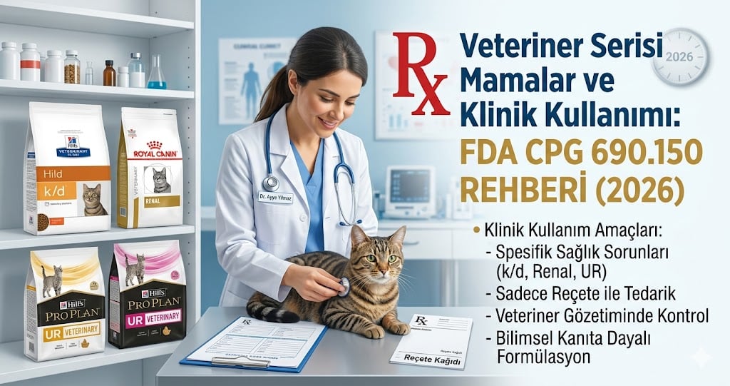 Veteriner serisi mamalar neden klinikte satılır - FDA CPG 690.150 enforcement discretion therapeutic diet Hill's Royal Canin Pro Plan Farmina Vet Life 2026 Mismama bilimsel rehber
