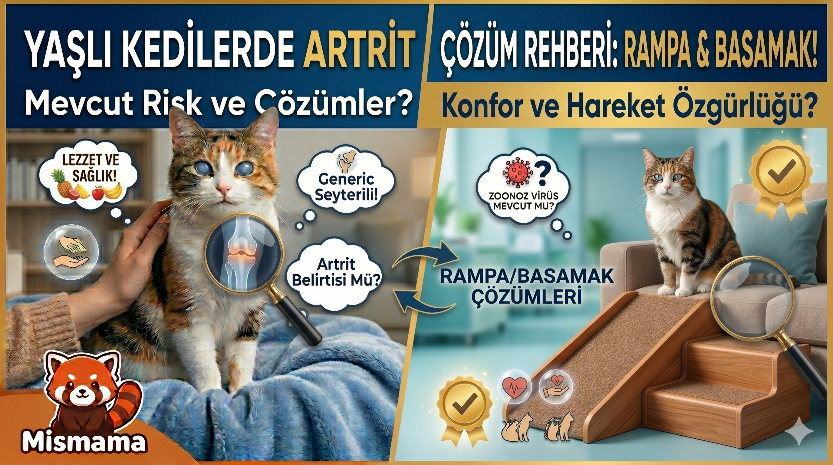 Yaşlı Kedilerde Artrit — Rampa ve Basamak Çözümleri | Mismama.com