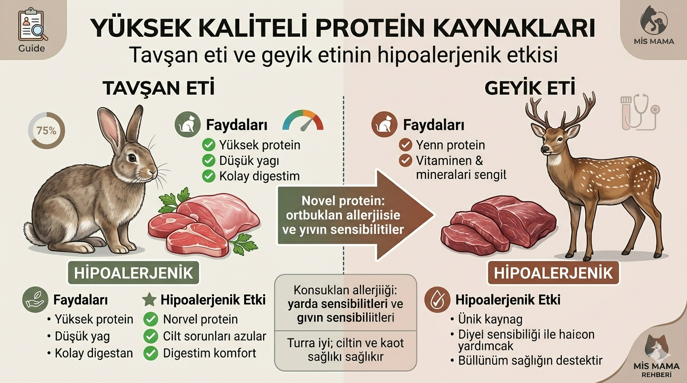 Tavşan ve Geyik Eti — Kedilerde Hipoalerjenik Novel Protein Kaynakları | Mismama.com