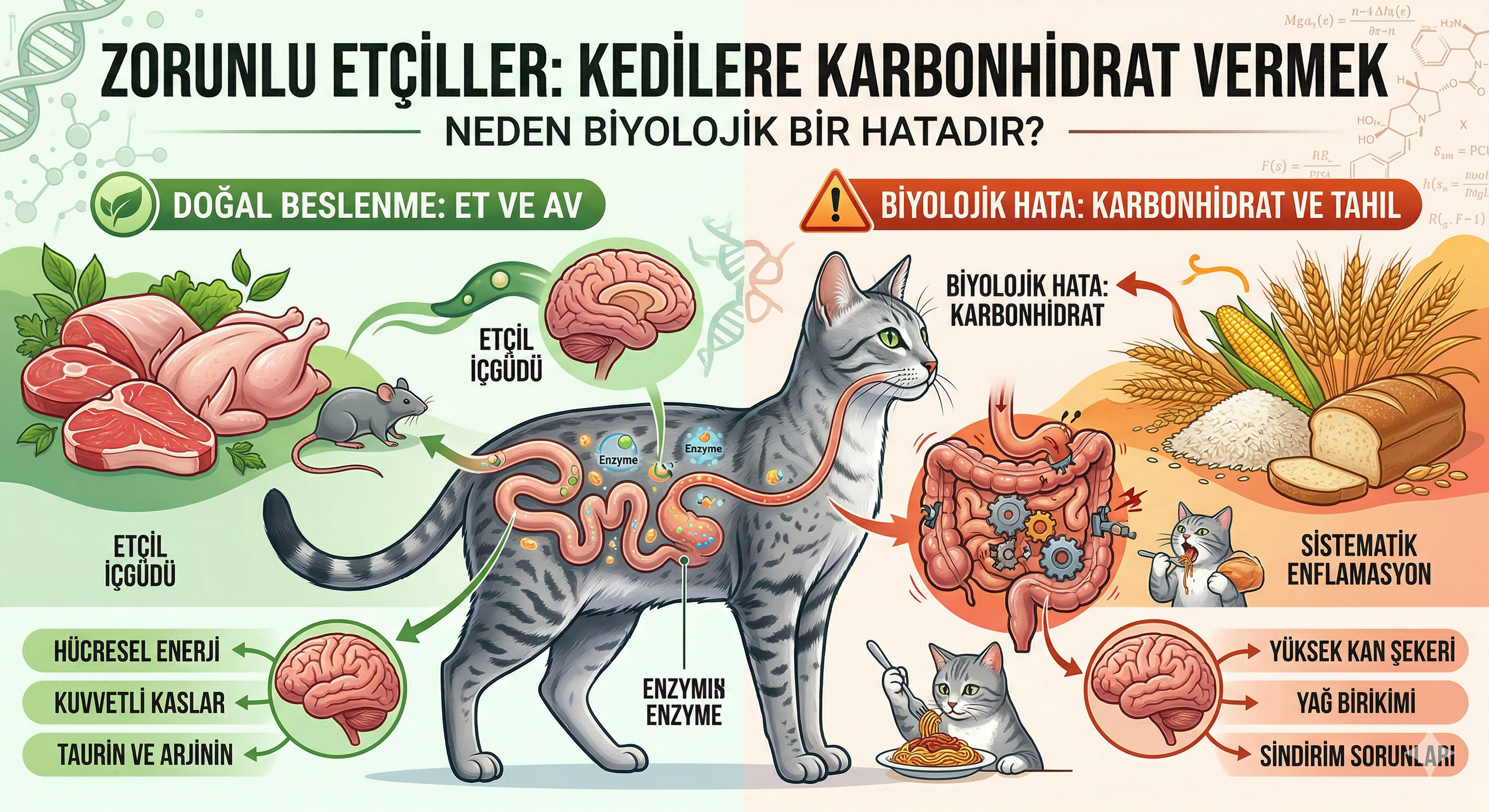 Zorunlu Etçiller — Kedilere Karbonhidrat Vermek Neden Biyolojik Hatadır? | Mismama.com
