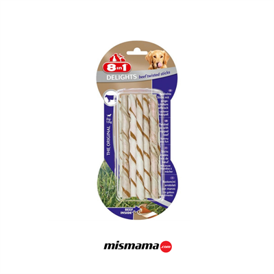8in1 Delights Biftekli Ağız Sağlığı için Burgu Kemik (10'lu) 55gr