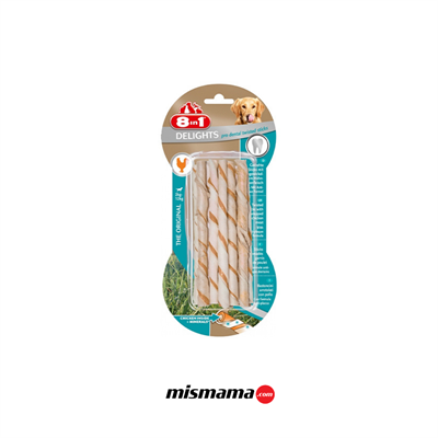 8in1 Delights Pro Dental Diş Sağlığı için Twisted Sticks Köpek Çiğneme Kemiği 55gr