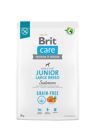 Brit Care Deri Ve Tüy Hassasiyeti Olan Büyük Irk Genç Köpekler İçin, Tahılsız, Somonlu Kuru Mama 3 kg