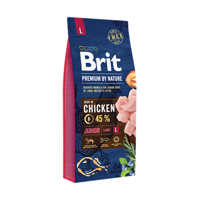 Brit Premium By Nature Büyük Irk Genç Köpekler İçin, Tavuk Etli Kuru Mama 15 kg