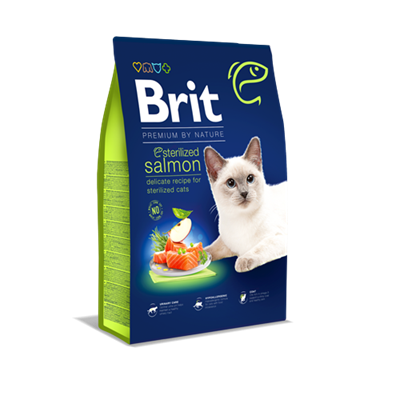 Brit Premium By Nature Kısırlaştırılmış Kediler İçin, Somon Balıklı Kuru Mama 8 kg