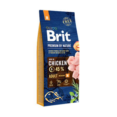 Brit Premium By Nature Orta Irk Yetişkin Köpekler İçin, Tavuk Etli Kuru Mama 15 kg