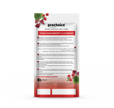 Prochoice Creamy Kediler İçin Tuna Balığı, Kızılcık ve Kedi Otlu Sıvı Ödül Maması 4x15 gr