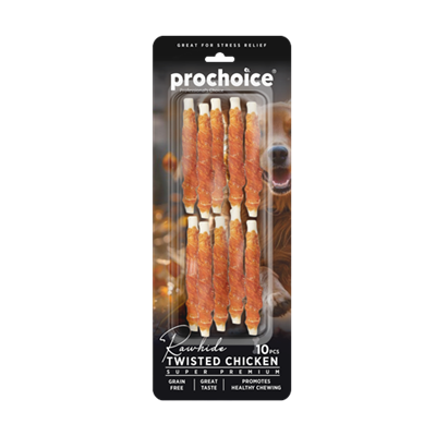 Prochoice Twisted Chicken, Köpekler için Tavuk Derili Burgu Ödül Çubuğu 10 parça