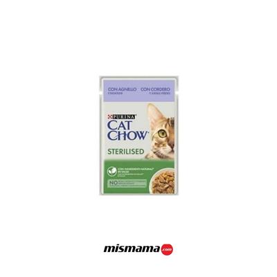 Cat Chow Pouch Sos İçinde Kuzu Etli ve Yeşil Fasulyeli Kısırlaştırılmış Kedi Konservesi 85gr
