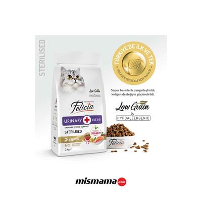 Felicia Hipoalerjenik Üriner Sağlığı İçin Somonlu Düşük Tahıllı Kısırlaştırılmış Kedi Maması 2kg