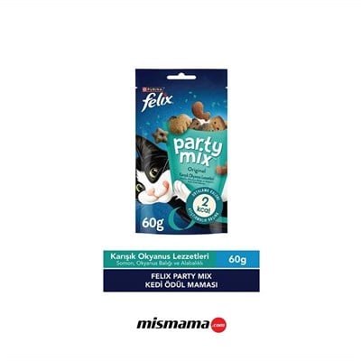 Felix Party Mix Original Karışık Okyanus Lezzetleri Kedi Ödül Maması 60gr