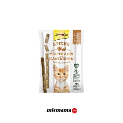 GimCat Sticks Hindili ve Tavşan Etli Taurinli Tahılsız Kedi Ödül Çubuğu 20gr (4'lü)