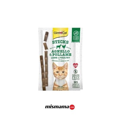 GimCat Sticks Kuzulu ve Tavuklu Taurinli Tahılsız Kedi Ödül Çubuğu 20gr (4'lü)