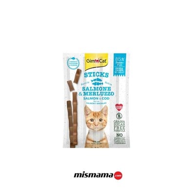 GimCat Sticks Morina Balıklı ve Somonlu Kedi Ödül Çubuğu 20gr (4'lü)