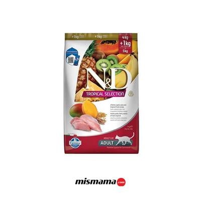 N&D Tropical Selection Tavuklu ve Tropikal Meyveli Yetişkin Kedi Maması 4kg + 1kg HEDİYE!