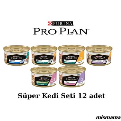 Pro Plan Premium Konserve Karışık Set | Tavuklu, Somonlu, Hindili Lezzetler | 85g x 12 Adet