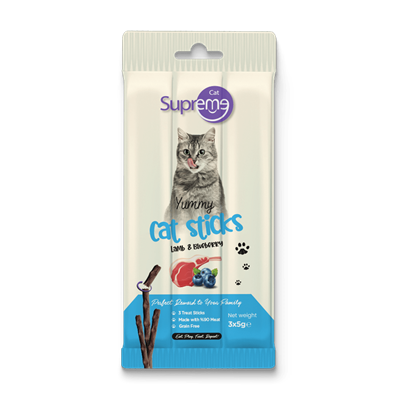 Supreme Cat Sticks Kuzu Etli ve Yaban Mersinli Kedi Ödül Çubuğu 5gr (3lü)