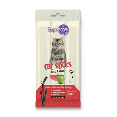 Supreme Cat Sticks Sığır Etli ve Elmalı Kedi Ödül Çubuğu 5gr (3lü)