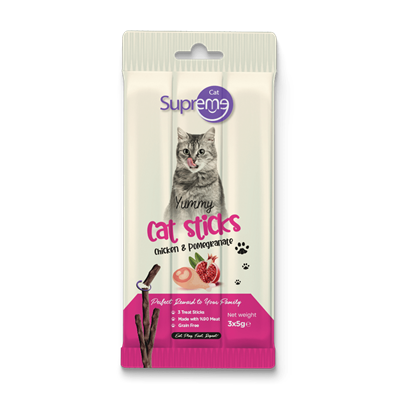 Supreme Cat Sticks Tavuklu ve Narlı Kedi Ödül Çubuğu 5gr (3lü)